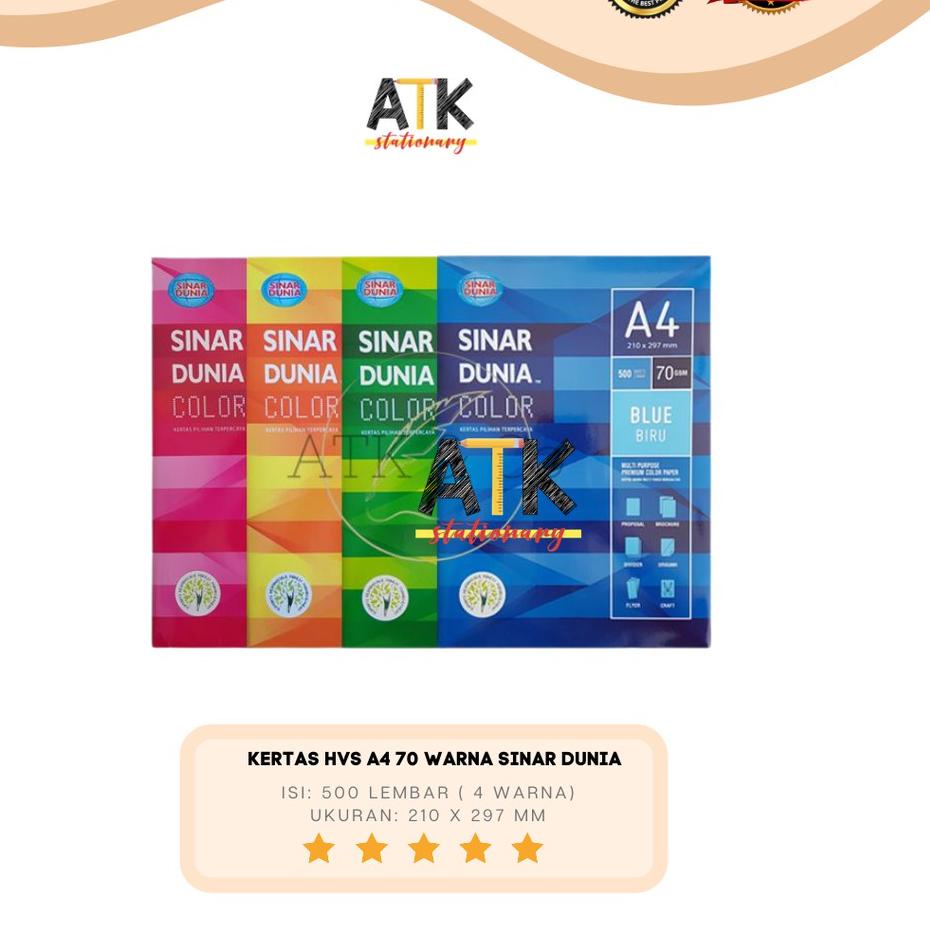 

Model Baru빠 Kertas Fotocopy HVS A4 Warna 70 gram Sinar Dunia atk .,