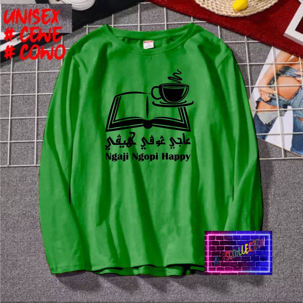 COD/ KAOS NGAJI NGOPI HAPPY SANTRI /KAOS TULISAN/KAOS SANTRI KEKINIAN/KAOS DAKWAH/KAOS ISLAM/SANTRIWATI/KAOS HITS 2022/KAOS BERGAMBAR KAOS EKSPRESI KAOS PRIA TSHIRT WANITA Santai Crew Neck V-Neck Slim-fitting Polos Setrip Hitam Putih Crew Neck