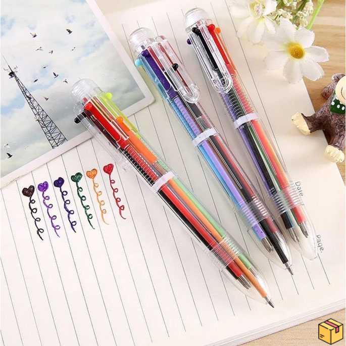 Flashmart Pulpen 6 in 1 Pena Bolpoin Warna-Warni Multi Colored Pen