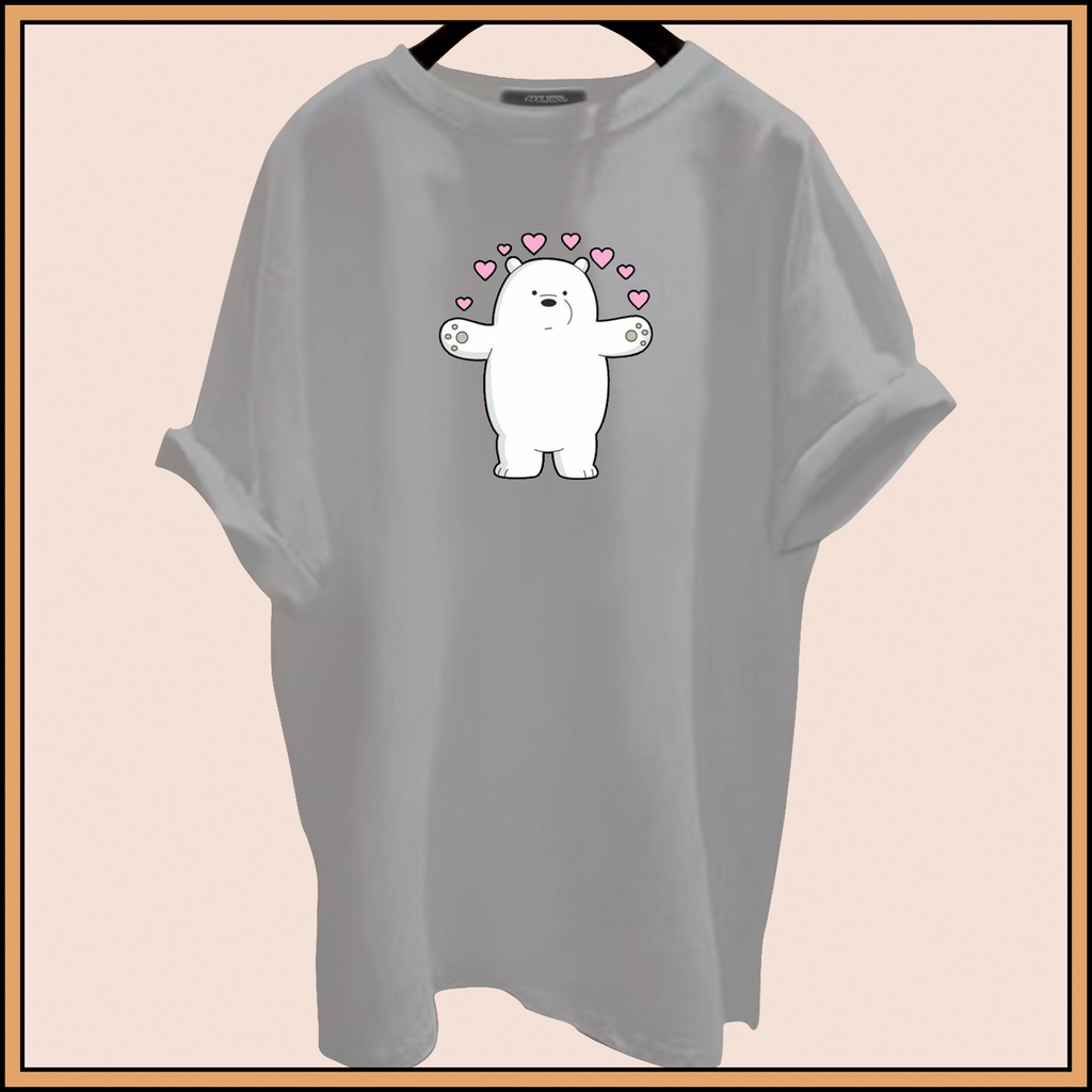 CALVIERO SHOP - BAJU KAOS ATASAN WANITA PRINT BEAR LOVE LOGO GALAXY PRINT