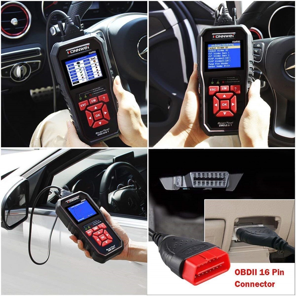 KONNWEI KW850 OBD2 Car Diagnostic Scanner Tools Auto Diagnostic Tool Check Engine Automotive Car Scanner Code Reader Black