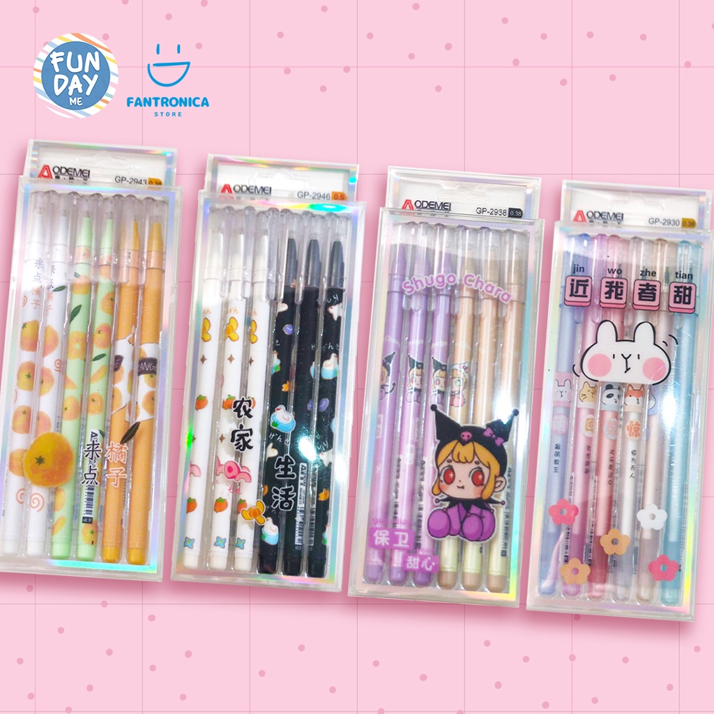 

Pen Gel / Pulpen Gel / Bolpen Gel 0,38mm warna tinta Hitam isi 6Pcs
