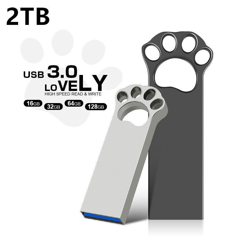 Cute Cat Claw USB 3.0 High Speed Flash Drive 1TB 2TB Metal Memory Stick Pen Drive