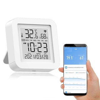 Tuya WIFI Smart Monitor Suhu Kelembaban Smart Sensor Jam Tampilan Digital #0