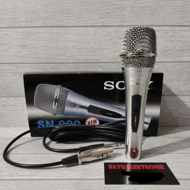 Microphone Sony SN-909 Body Besi Stainless Mikrofon Karaoke Mic Kabel Original Sony Suara Bas Jernih