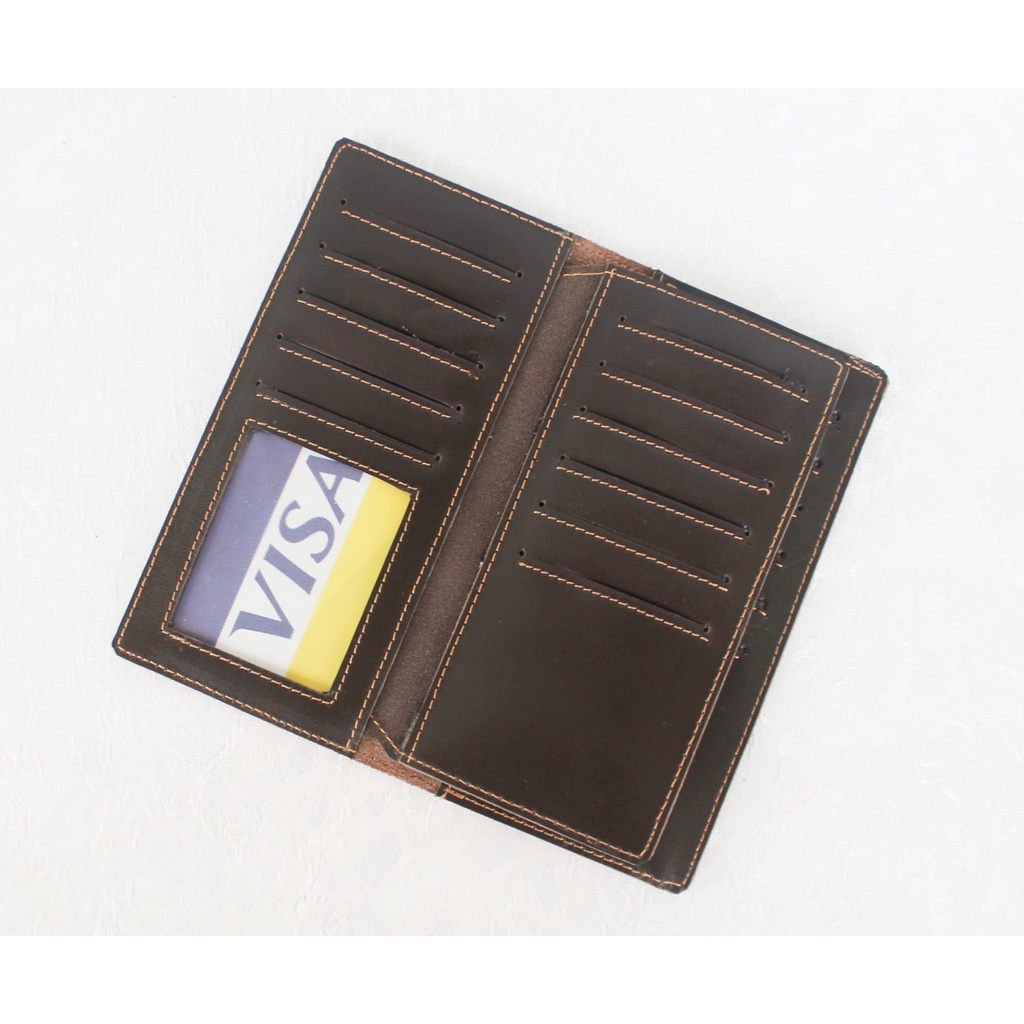 Dompet Kulit Pria Panjang Branded Original Keren Bahan 100% Kulit Sapi Asli Warna Hitam Coklat Tua Dan Tan