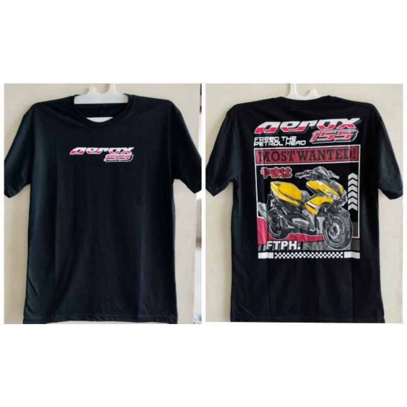 Kaos oblong aerox 155 hitam distro