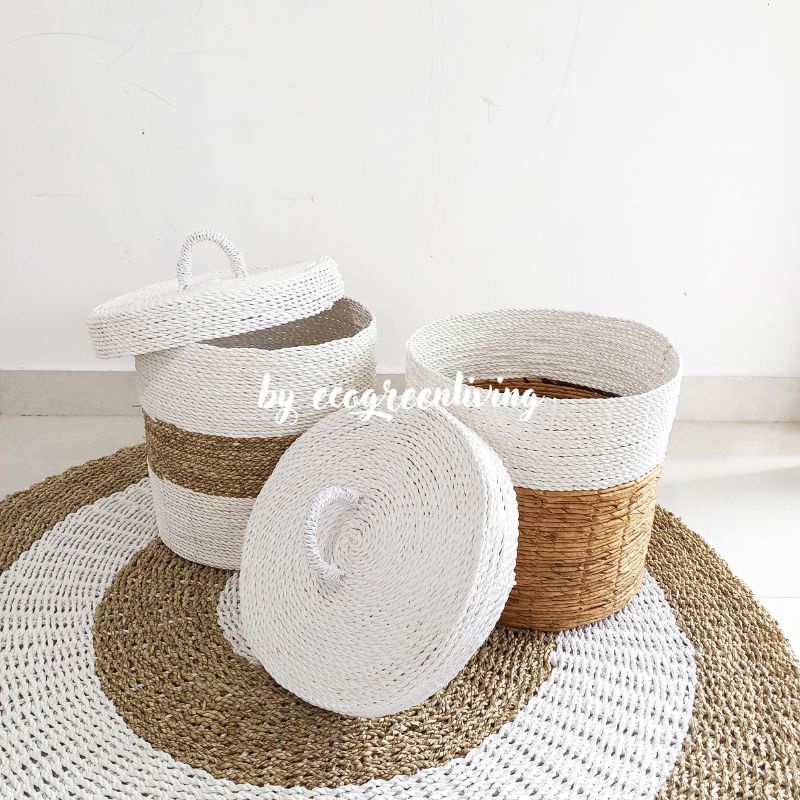 Laundry Basket / Basket Laundry Seagrass with Cap / Tas / Keranjang Laundry Seagrass