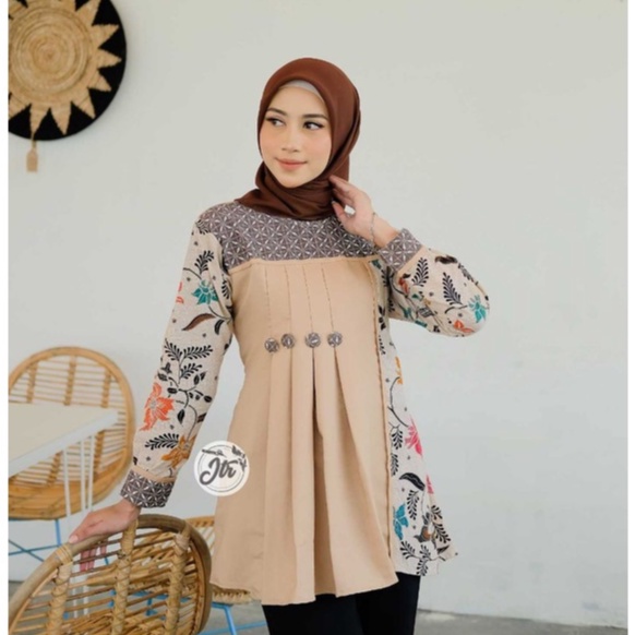 Baju Batik Wanita Modern Atasan Blouse Batik Kerja Kantor Wanita Motif Mayang