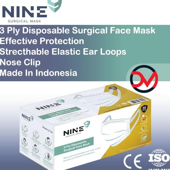 New Nine Masker Surgical Face Mask 3 Ply Model Tali Lebar Isi 50Pcs 25-ditta45 Ayo Beli