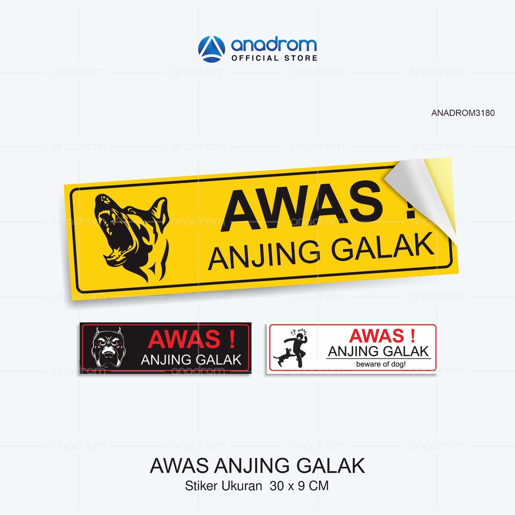 

Stiker Awas Anjing Galak I Size 30x9 Cm I Anadrom 3180