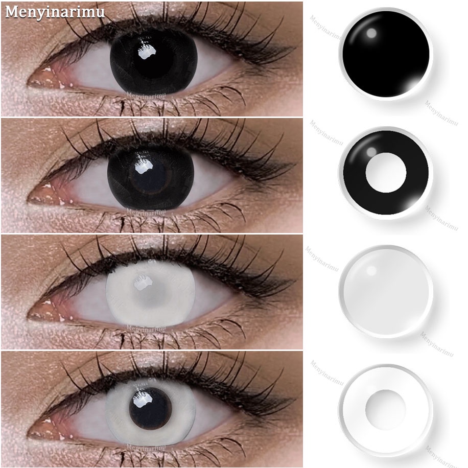 [Bayar Di Tempat]Warna Solid-RED-BLUE-BLACK Fresh Halloween2Pcs Softlens Cosplay Anime / Warna Lensa Kontak Normal Seni Gotik/All Color/TerbaikTahun In