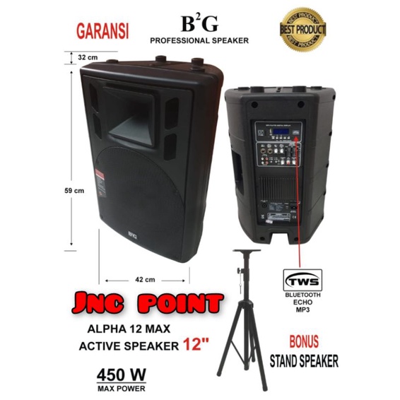 speaker pasif B2G Alpha 12 Max 12in / Bonus Stand Speaker ORIGINAL speaker monitor