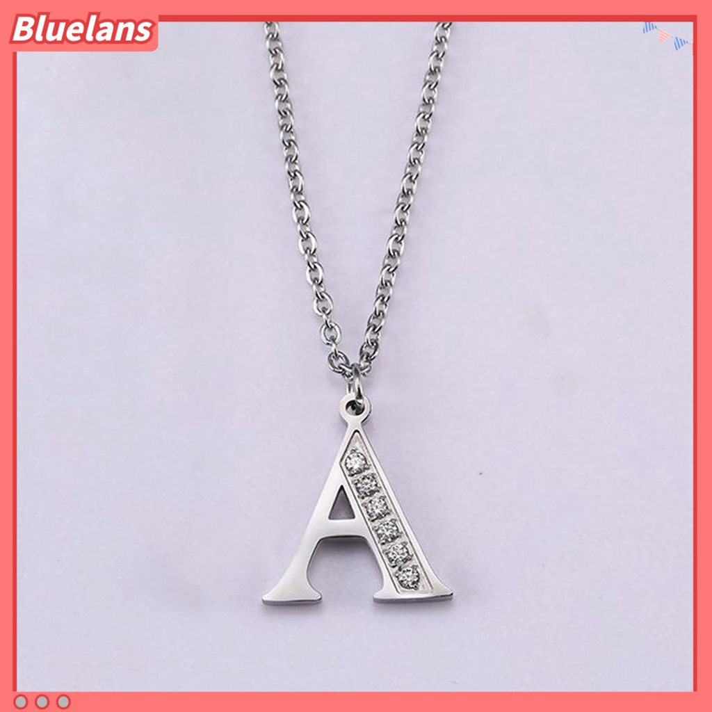 Bluelans Kalung Desain 26 Huruf Inisial Aksen Berlian Imitasi Untuk Unisex