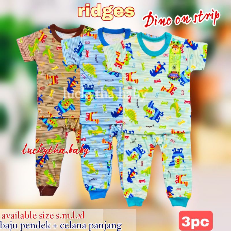 3pcs_RIDGES Setelan anak  CPR Cuties rabbit Dino on strip  rainbow cat's &amp; play your magical / SETELAN piyama BAYI RIDGES CPR   / Setelan anak harian/ PIYAMA RIDGES TERBARU/ SETELAN RIDGES CPR