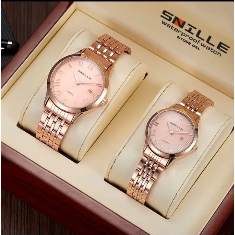 JAM TANGAN ORIGINAL COUPLE SNILLE TANGGAL AKTIF WATER RESISTANT]] BISA SATUAN