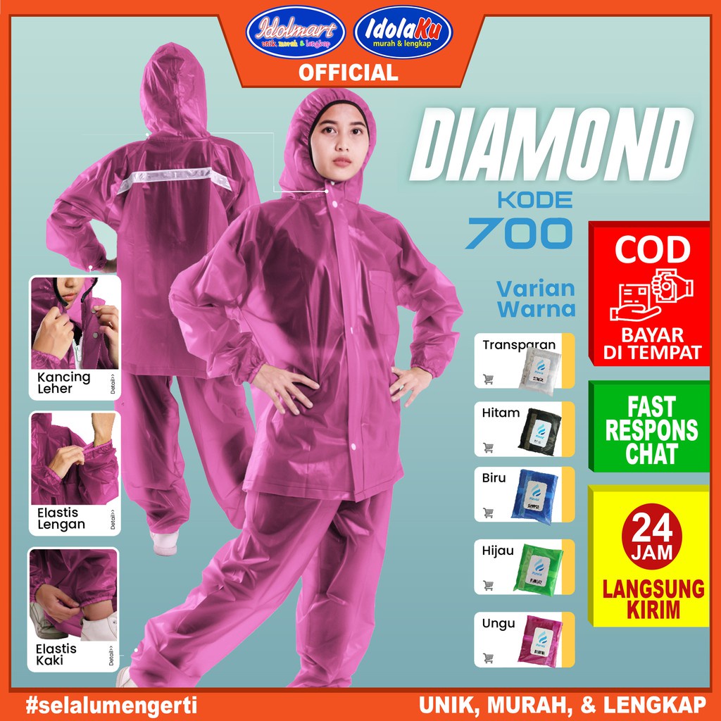 IDOLAKU Plevia Jas Jaket Celana Diamond Jas Hujan Stelan Tipe 700