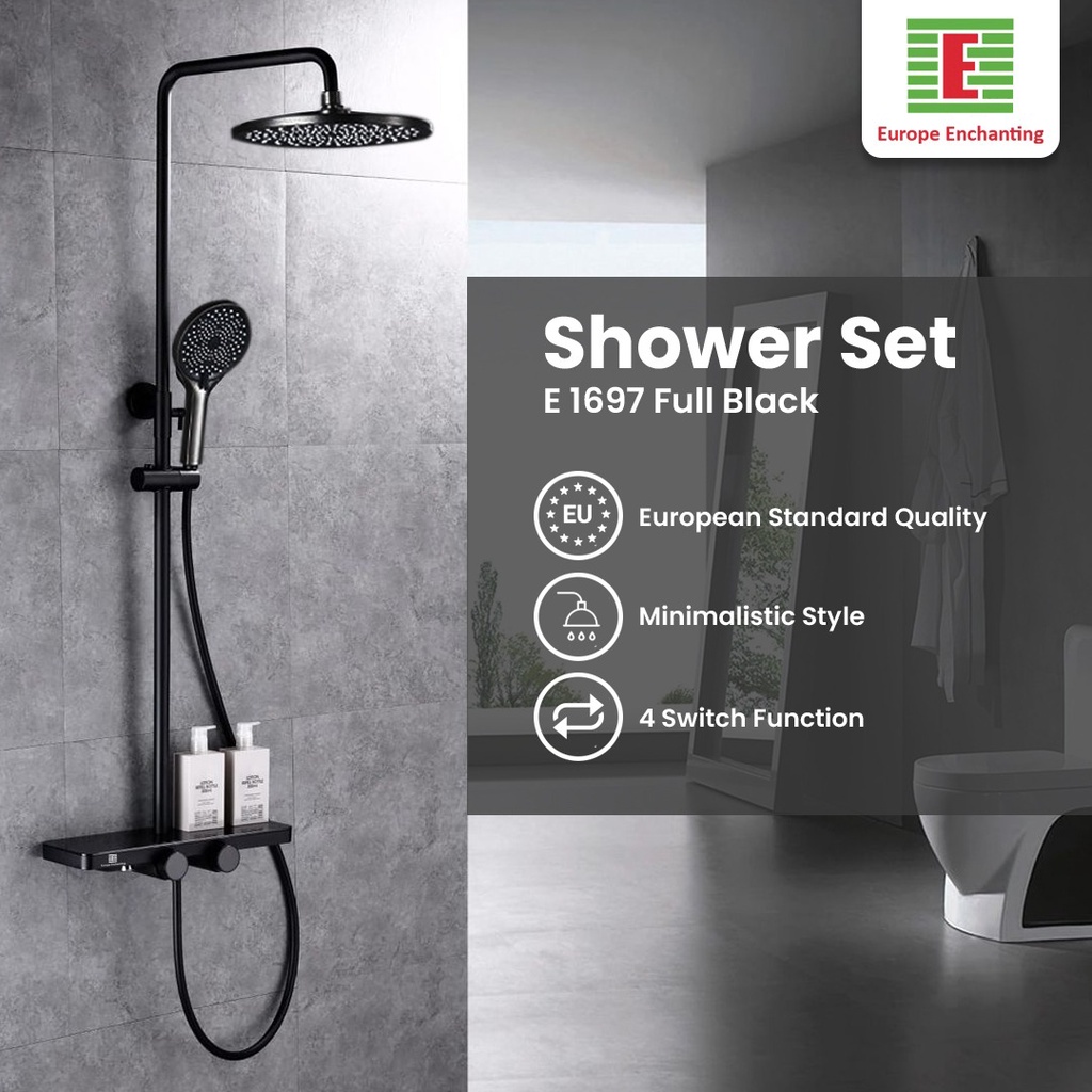 Jual Shower Set Mandi Europe Enchanting E1697 Full Black Bergaransi