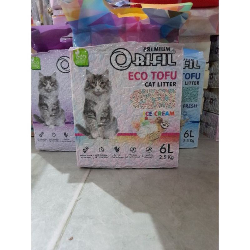 Pasir Orifil Eco Tofu Cat Litter 6L aroma ce cream