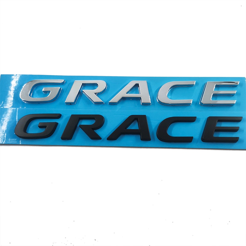 1pc Stiker Emblem Tulisan GRACE Bahan ABS Krom Warna Hitam Untuk Mobil HONDA GRACE