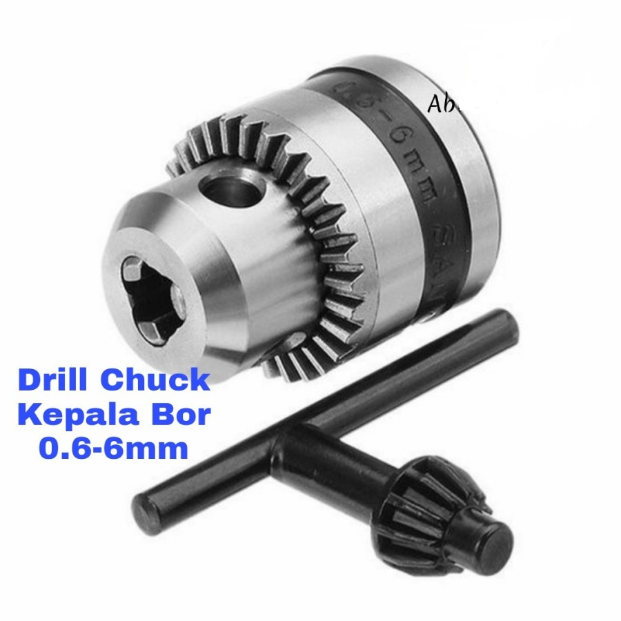 Kepala Bor Besi / Drill Chuck 0,6 - 6 mm 3/8 24UNF + Kunci 10 mm