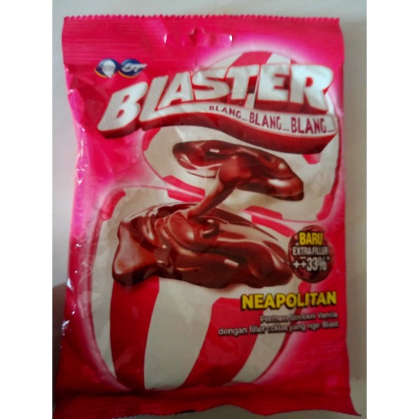 

permen blaster rasa strawberry vanila dalam coklat 125 g