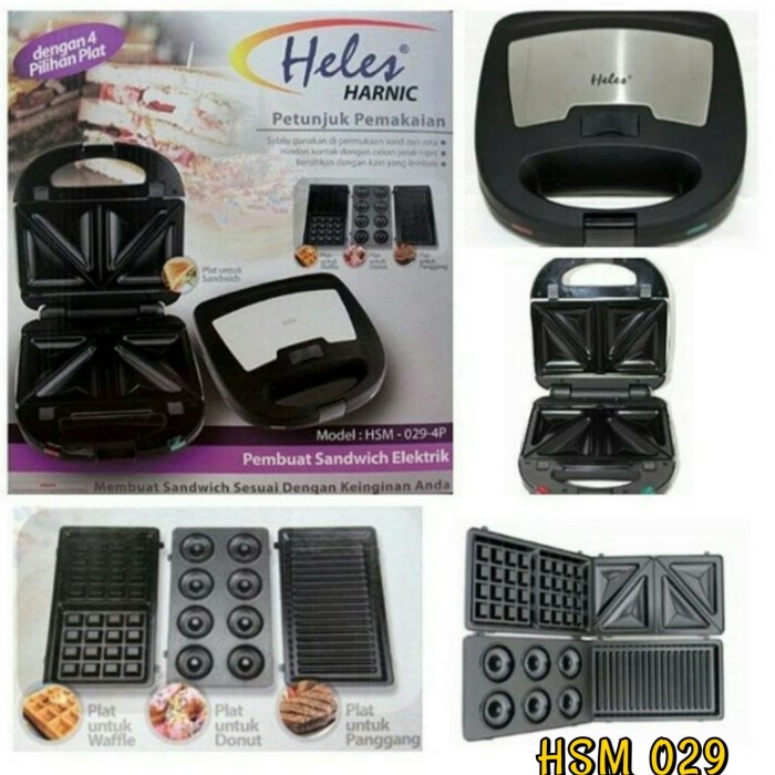 

Heles Harnic HSM 029 Sandwich Maker Pemanggang ListrikToaster 4 in 1