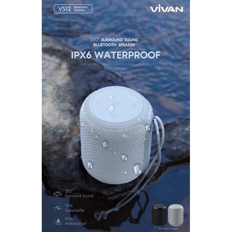 VIVAN VS12 360 surround sound hifi sound quality IPX6 waterproof