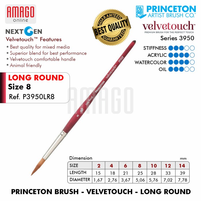 

Jual Kuas - Princeton Velvetouch Series 3950 Brush - Long Round - Synthetic Diskon
