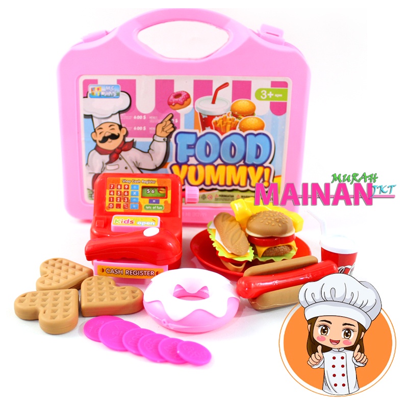 MAINANKEI MAINAN ANAK MURAH MAINAN TAS FOOD YUMMY MS20 MAINAN ANAK TAS KOPER FAST FOOD BESERTA KASIR MINI LENGKAP