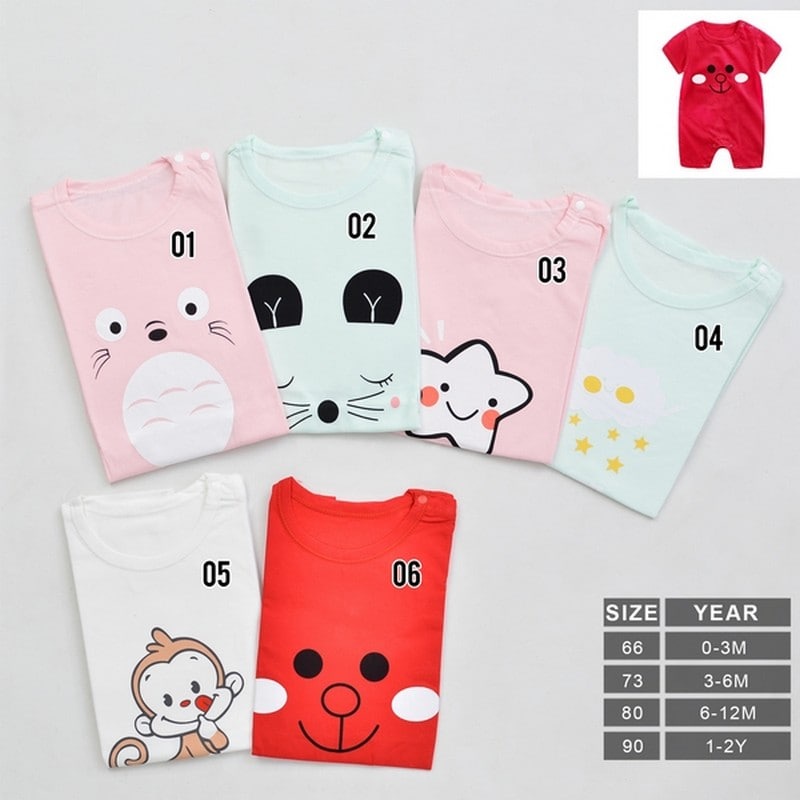 LID9079 - Romper Bayi Laki-laki / Perempuan Lengan Pendek Jumper