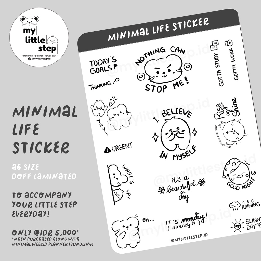 

My Little Step (MLS) Minimal Life Sticker Sheet A6 / Stiker Jurnal / Journal