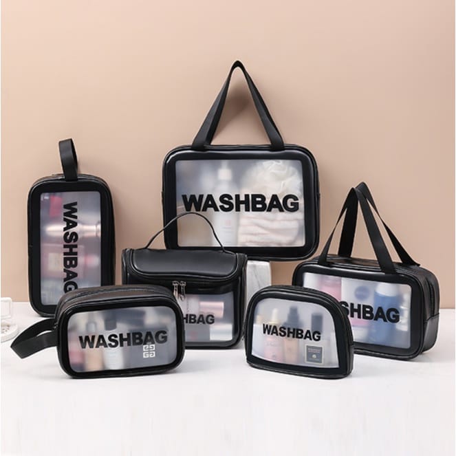 AGG - 266 Tas Kosmetik Washbag Travel Pouch Make Up Organizer Transparan Waterproof Kecil Portable Wash Bag Murah Bagus