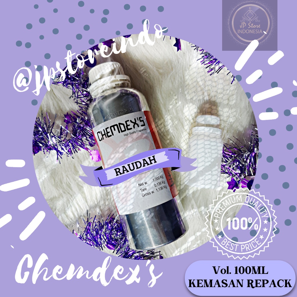 Parfum MURNI 100ml RAUDAH inspired by RAUDAH // CHEMDEX'S PRODUCTS // BIBIT PARFUM MURNI // MINYAK W