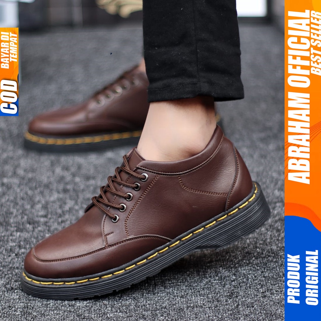 Sepatu Pantofel Formal Docmart Low Boots Kerja Kantor Pria Hitam Abraham GAVI