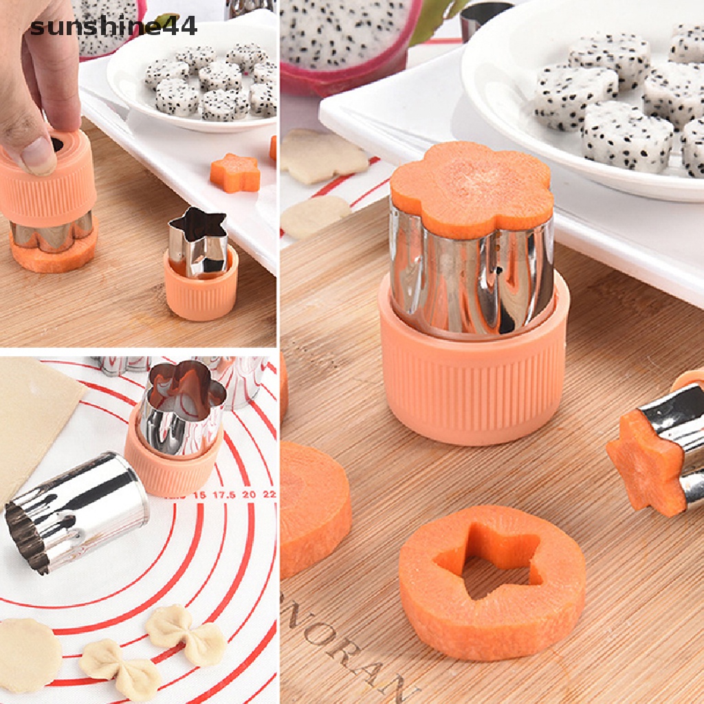 Sunshine 8Pcs / set Cetakan Pemotong Buah / Sayur Portable Bahan Stainless Steel