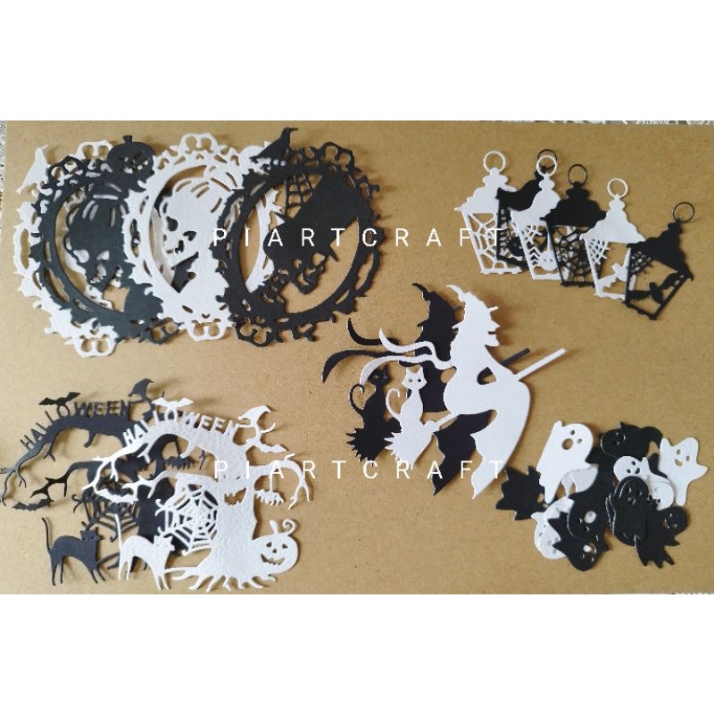 

seri HALLOWEEN black and white (2) - Dies cut / cut dies DIY scrapbook / vintage journal / album / diary