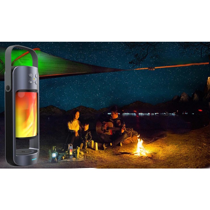 Speaker Bluetooth Alpha Lampu - Speaker Alpha Portable Wireless Flame Led Plus Wireless Charger