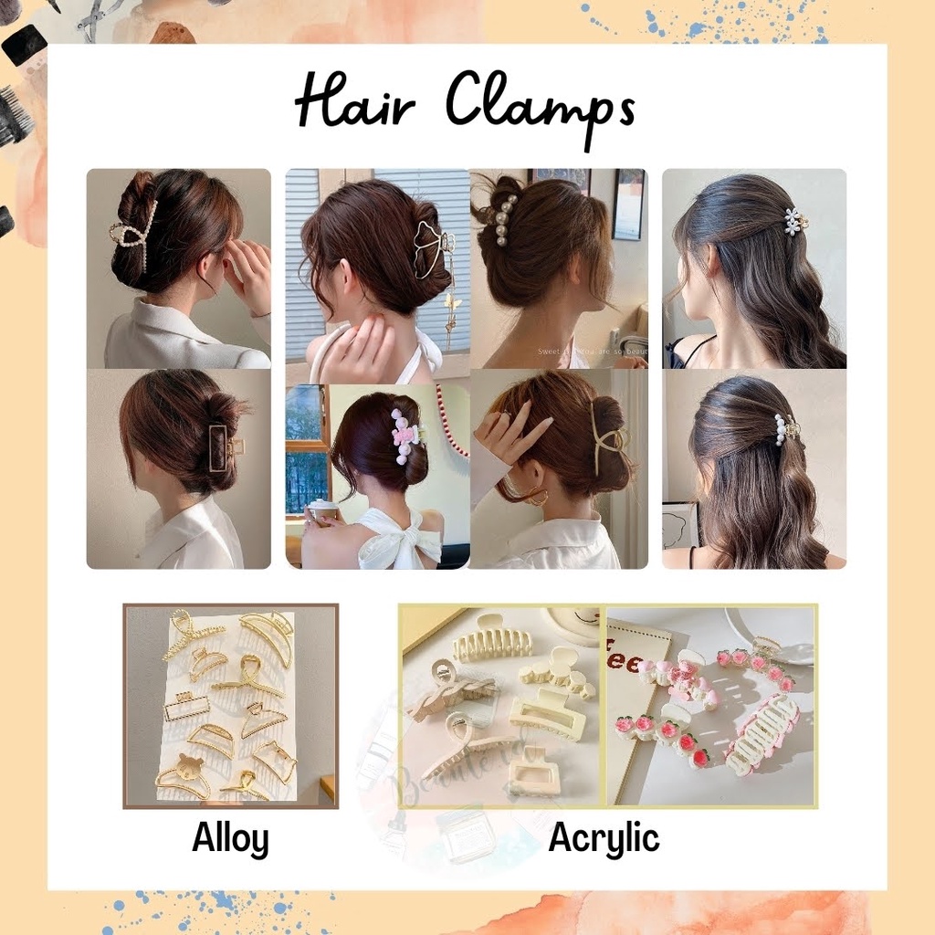 Jepit Jepitan Rambut Ala Korea Cepol Rambut Panjang Bahan Alloy / Acrylic Doff Premium Frech Style Mutiara Kupu Kupu Peach Modern Elegan Hair Clamps Claw