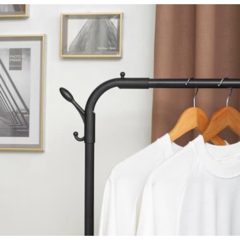 STORA GANTUNGAN PAKAIAN SINGLE DENGAN PENGAIT HITAM/ACE SINGLE GARMENT RACK/ACE JEMURAN BAJU/ACE JEMURAN STANDING/ACE GANTUNGAN BAJU BERDIRI