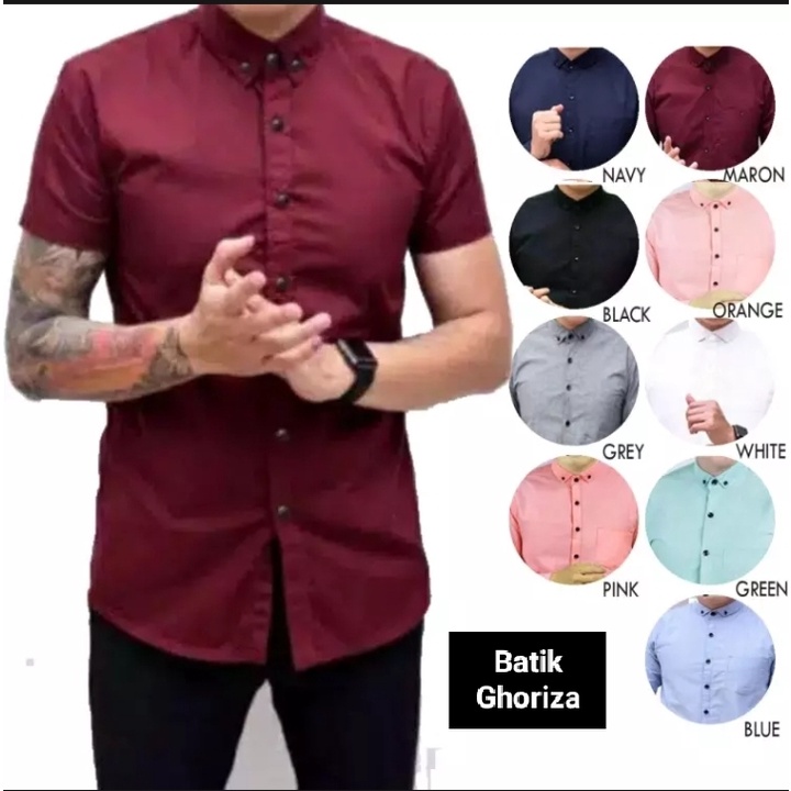 Baju kemeja pria polos lengan pendek /Kemeja laki-laki / Kemeja dewasa /Hem pria lengan pendek