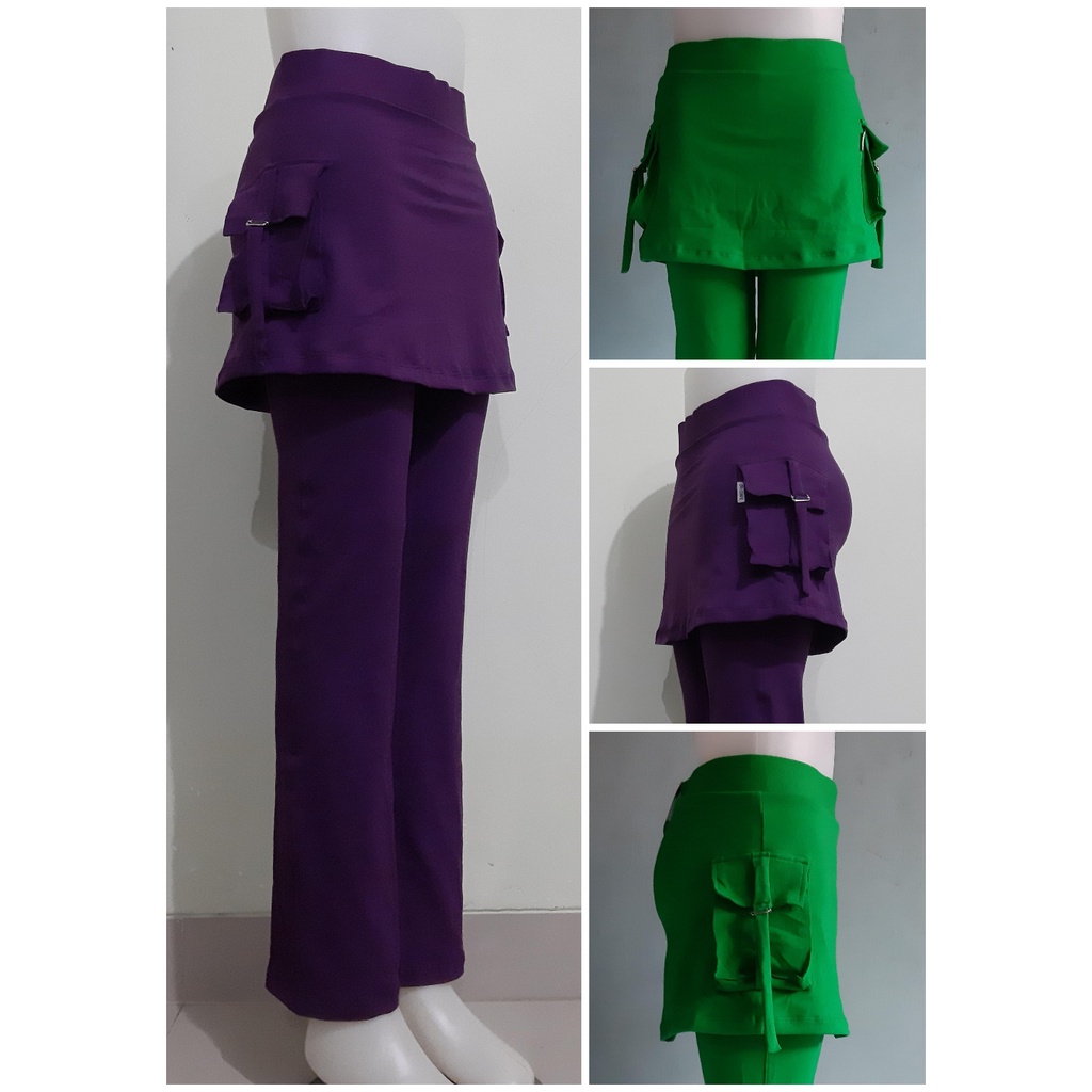 Celana Senam Wanita/Celana Senam Rok Kantong Katun Spandex 280 gsm