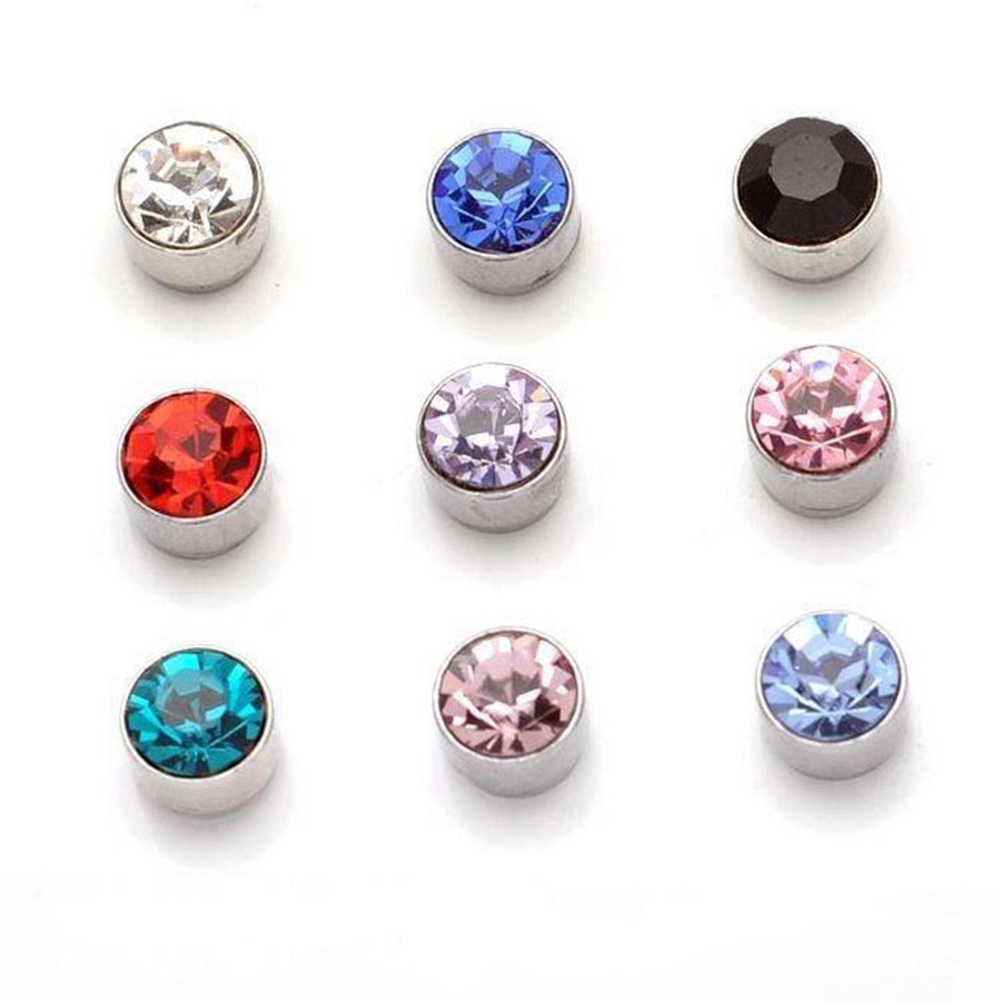 1 Pasang Anting Stud Magnet Bahan Zirkon Berlian Imitasi Untuk Unisex