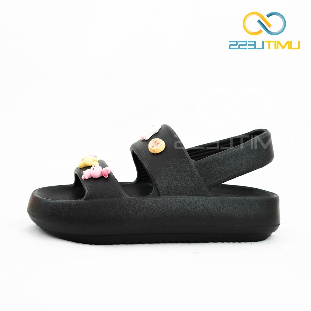 Wedges Sandal Tali Wanita Korea Sendal Platform Wanita Casual Dua Strap Tali Belakang Sandal Lalisa Cewek