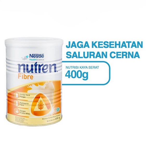 NESTLE NUTREN FIBRE SUSU VANILA KAYA SERAT KALENG 400 G SUSU NUTRISI FIBER SUSU DEWASA