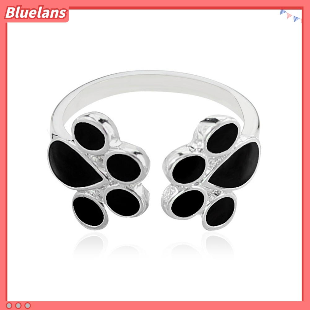 Cincin Model Terbuka Motif Print Kaki Anjing Kucing Untuk Wanita