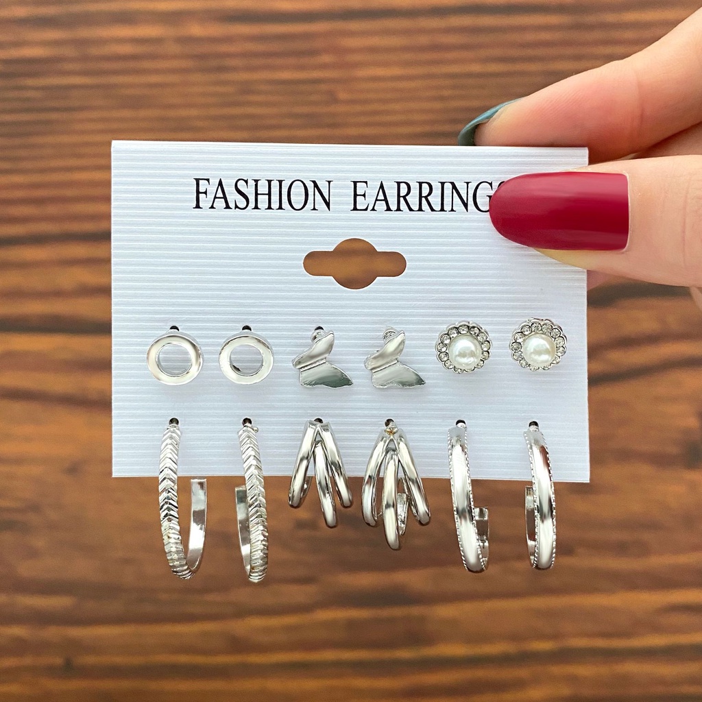 Set Anting Juntai Desain Bunga Hati Kupu-Kupu Hollow Gaya Bohemian Etnik Untuk Wanita