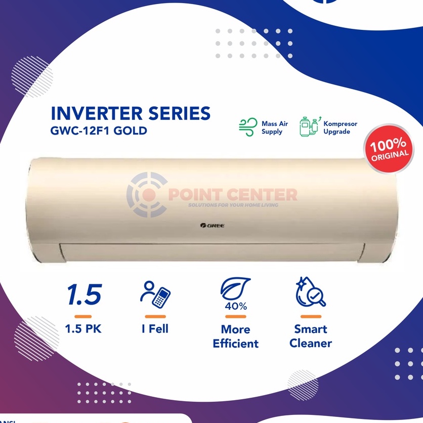TERHEMAT AC GREE F1 SERIES INVERTER 1 1/2PK 1,5 PK GWC-12F1 - GOLD