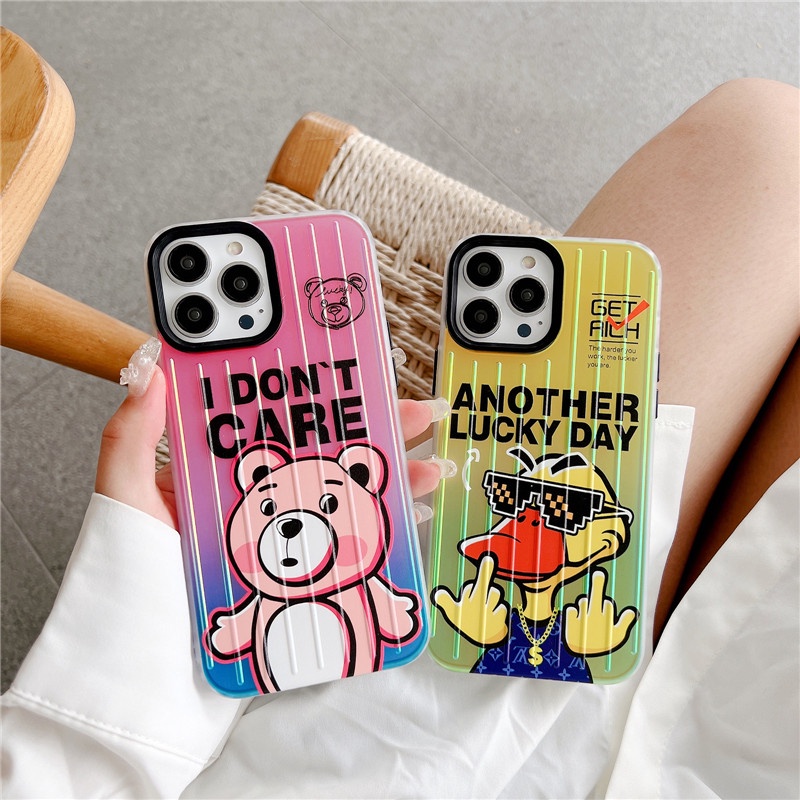 Soft Case TPU Motif Beruang Bebek Keberuntungan 3D Untuk IPhone 13 12 11 Pro Max