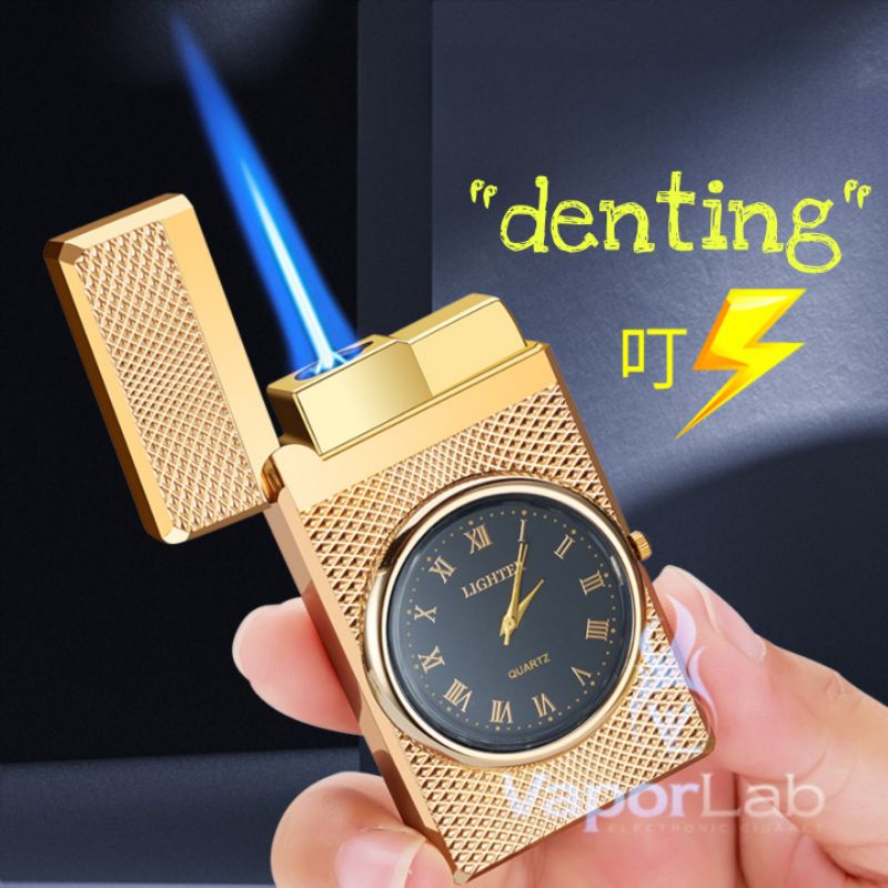 mancis korek api las model jam jet flame watch lighter denting gift box